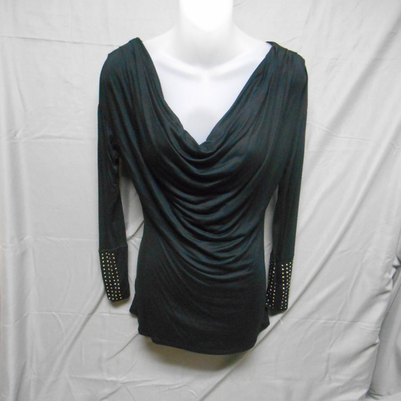 Panhandle Slim Tops - NWT Panhandle Slim black drape neck top junior’s L